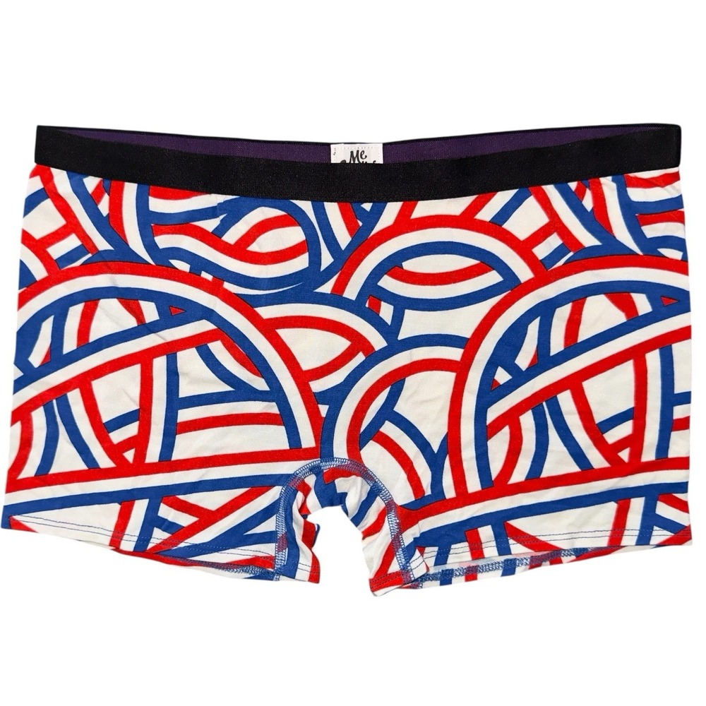 MeUndies Mens‎ Medium Red White And Blue Geo Modal Trunk NWOT
